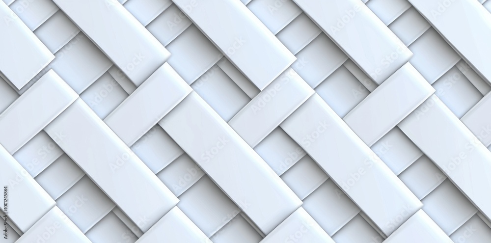 Poster 3d rendering of low poly random tiles texture in white color on abstract geometric pattern backgroun