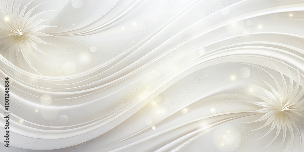 Poster soft, radiant white background with subtle gradient effect and delicate, swirling patterns, evoking 