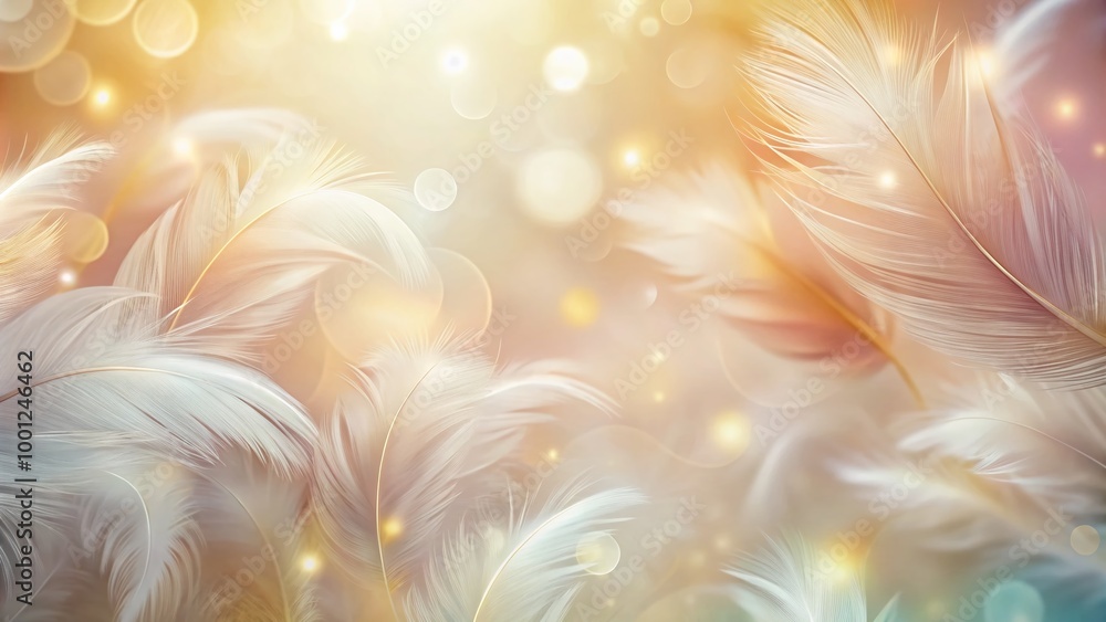 Poster soft, serene, and lightly textured background with gentle, feathery pattern, perfect for subtle and 