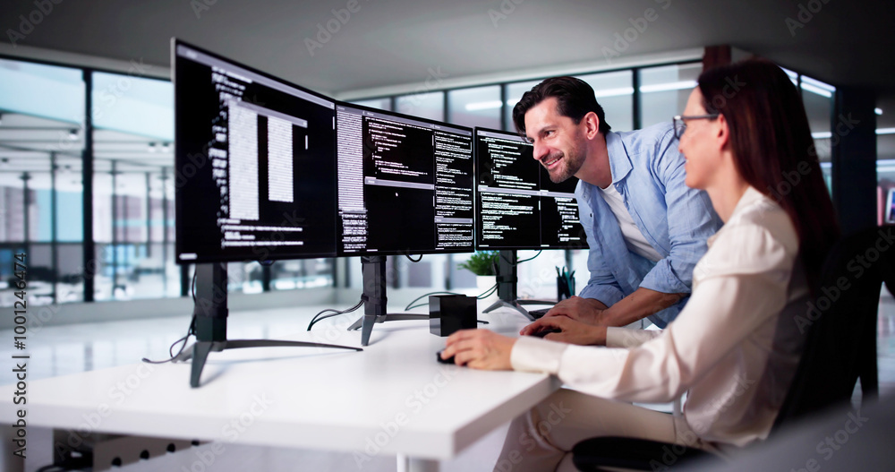 Poster Web Developer Coding On Computer