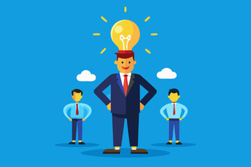 Be different, leadership individuality or unique candidate, courage or determination to success, freedom, stand out from other, freedom or creativity concept, businessman with bright lightbulb head.