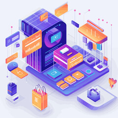 Obraz premium AI Product Suggestions Vector Isometric Illustration