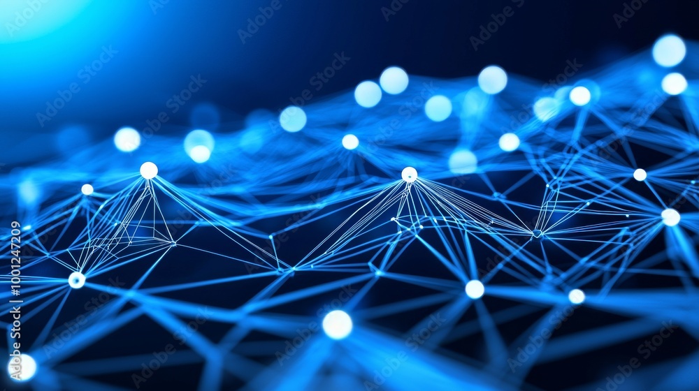 Poster an abstract background made up of connected polygonal plexuses.