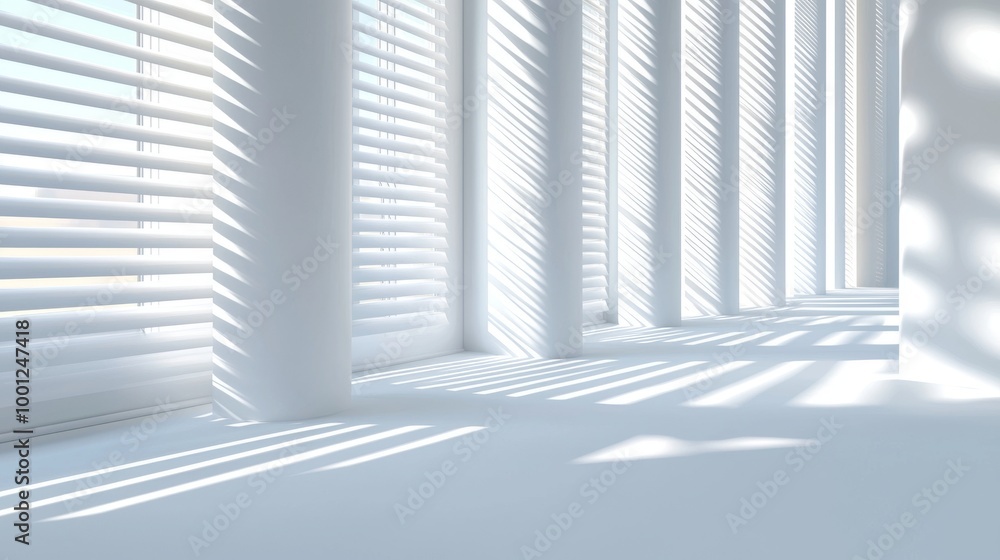 Poster sunlight architecture abstract background with light, black shadow overlay from window on white text