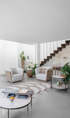 Modern apartment interior in minimal scandinavian style