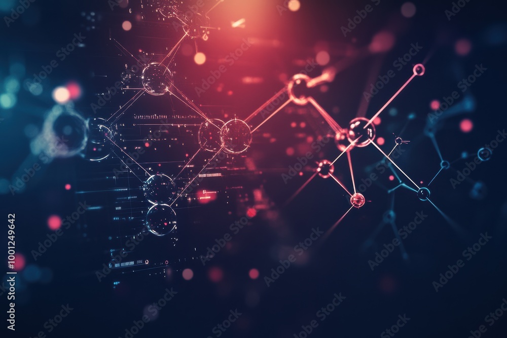 Aufkleber abstract representation of chemical structures and molecules illustrating molecular interactions in 