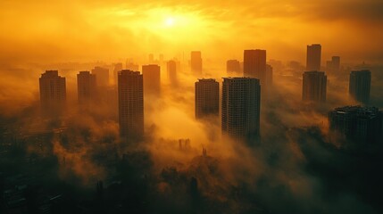 City in Smoke: A Post-Apocalyptic Sunset