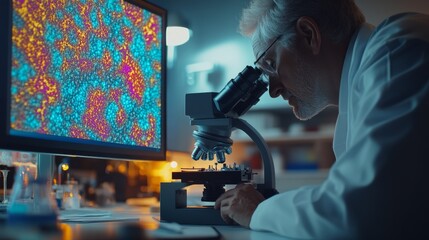 Scientist Analyzing Samples Under Microscope