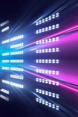 Obraz premium Dark night scene, street with spotlights, neon.