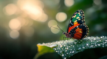 Obraz premium Colorful Butterfly on Leaf