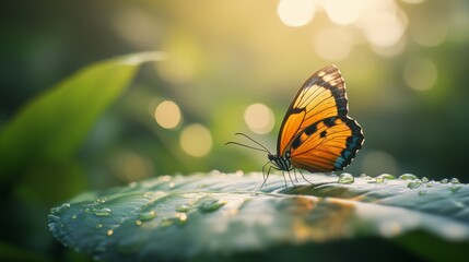 Beautiful Butterfly on Leaf