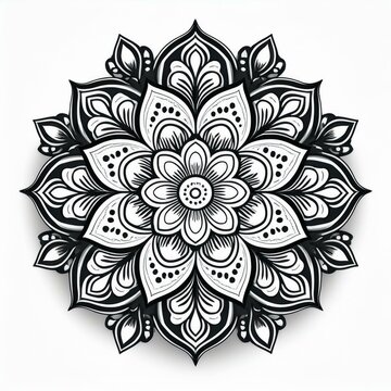 Mandala art design also called rangoli, decorative elements on white background