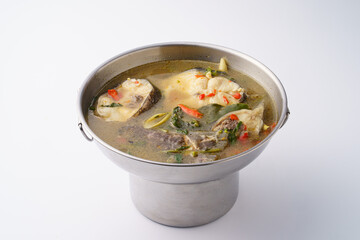 Fresh Fish Soup in Metallic Bowl