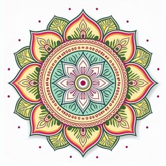 Mandala art design also called rangoli, decorative elements on white background