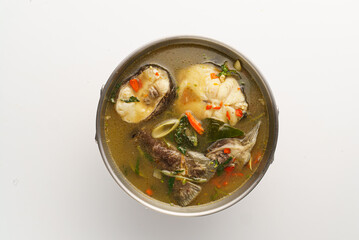 Delicious Bowl of Fish Soup with Fresh Vegetables