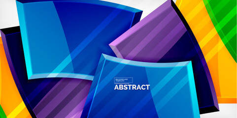 Round 3d shapes, plates background. Creative composition design template