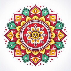 Mandala art design also called rangoli, decorative elements on white background