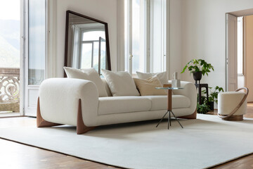 Modern luxury apartment interior in minimal scandinavian style, 3d rendering