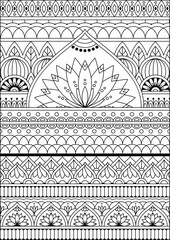 Coloring book page. Colorless pattern with abstract elements.
