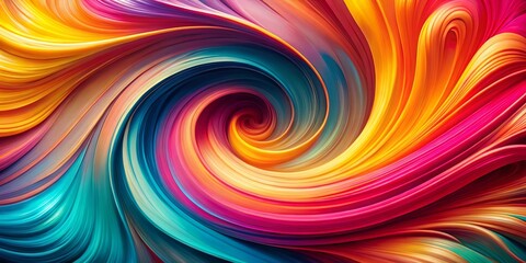 Obraz premium Vibrant abstract background featuring swirling patterns of bright pink, turquoise, yellow, and orange hues, creating a