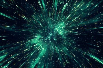 Bright beams and rapidly passing light rays intermingle with cosmic energy.