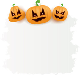 Halloween web white grunge cartoon Banner or poster with Halloween scary pumpkins isolated on transparent background . Funky kids Halloween png banner with space for greeting text or sale