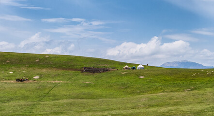 Traditional yurt in the mountains, Kyrgyztan