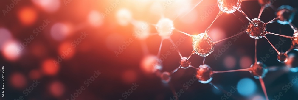 Fototapete Abstract representation of molecules and chemical structures in a vibrant color palette illustrating scientific concepts. Generative AI