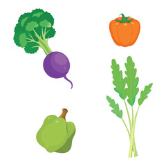 Colorful Cartoon Vegetable Illustration Set for Healthy Eating and Nutrition