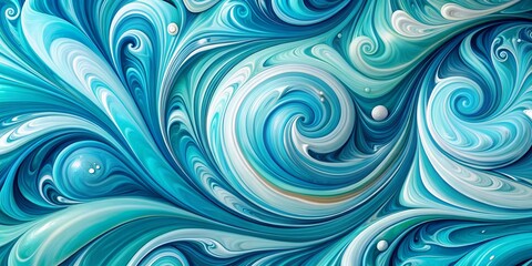 Vibrant abstract swirling patterns of turquoise, blue, and white hues create a mesmerizing high-definition background