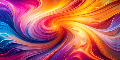 Vibrant, abstract, swirling shapes in shades of pink, orange, yellow, and blue create a mesmerizing, high-energy