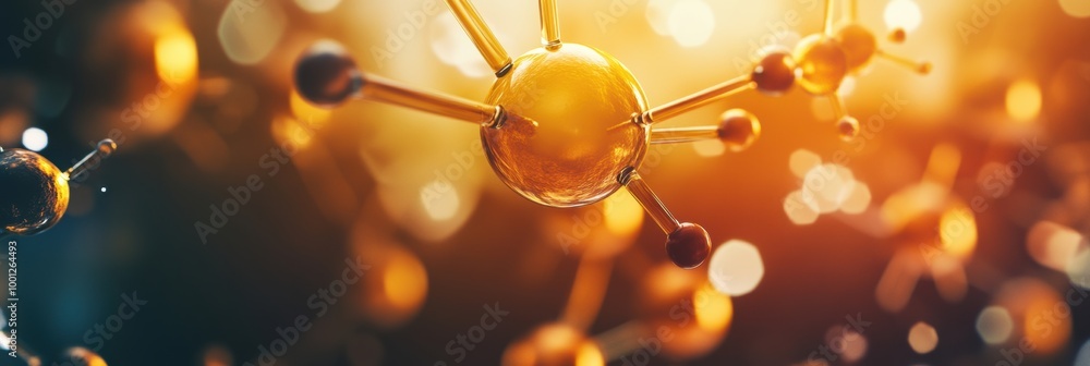 Poster an abstract representation of molecular structures highlighting the beauty of chemical interactions 