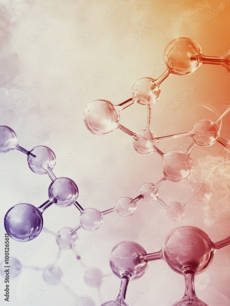 Poster exploration of molecular structures and chemical interactions in an abstract colorful background sho