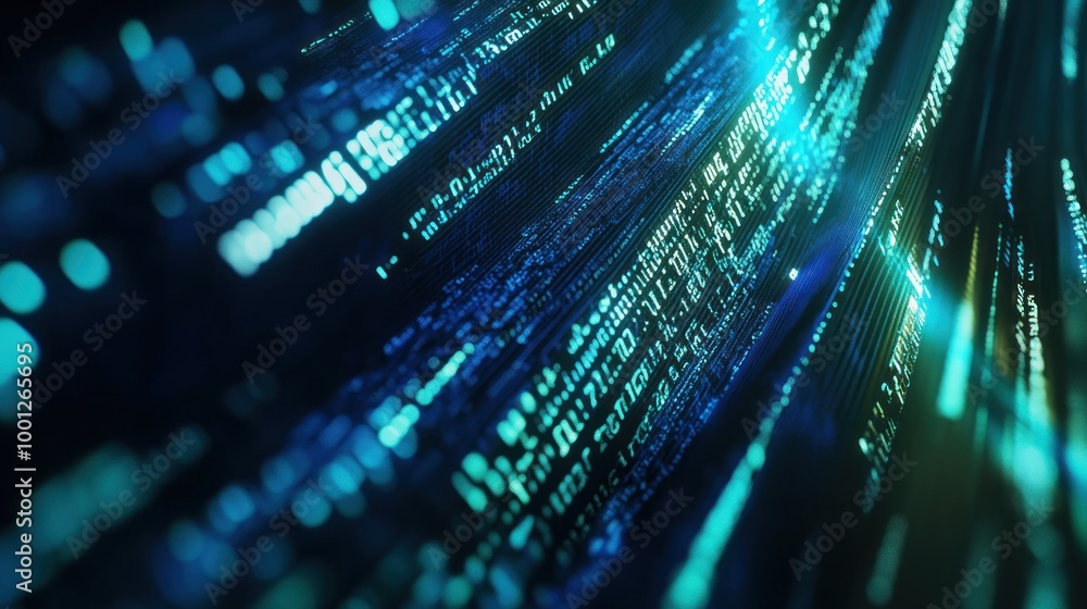 Poster abstract digital code with glowing lines