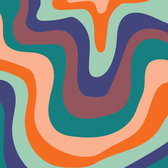 Psychedelic swirl groovy pattern.Groovy liquid background in trendy 70s, 80s style.Vector illustration.