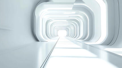 Fototapeta premium Abstract white tunnel leading to bright light.