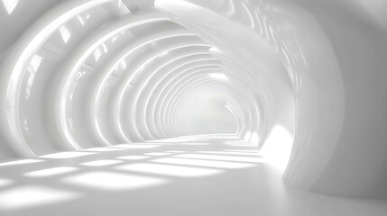 Abstract white tunnel interior.