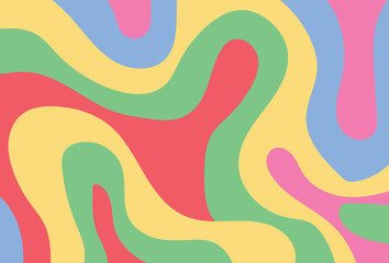Psychedelic swirl groovy pattern.Groovy liquid background in trendy 70s, 80s style.Vector illustration