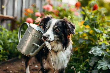 Adventurous dog carrying a backpack on an outdoor trail, close-up of a hiking dog in nature, ready for an adventure, cute and energetic canine enjoying a walk in the wild
