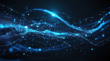Abstract Digital Wave with Glowing Particles