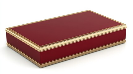 Obraz premium A glossy red box with a luxurious gold trim, isolated on a white background, perfect for Christmas and special event promotions