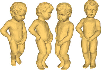 Vector sketch illustration silhouette design classic vintage ethnic statue of little angel child