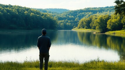 Fototapeta premium Peaceful Sunday Afternoon by the Lake