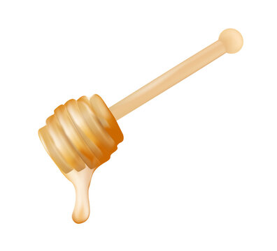 recommend clip art: 3D honey spoon realistic illustration of a dripping honey floating in the air on a white background. Honey stick icon. Honey spoon vector illustration. Wooden dipper symbol. Liquid sweet dessert