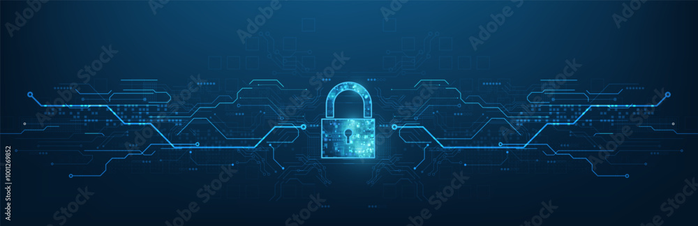 Poster padlock with keyhole icon in. personal data security illustrates cyber data or information privacy i