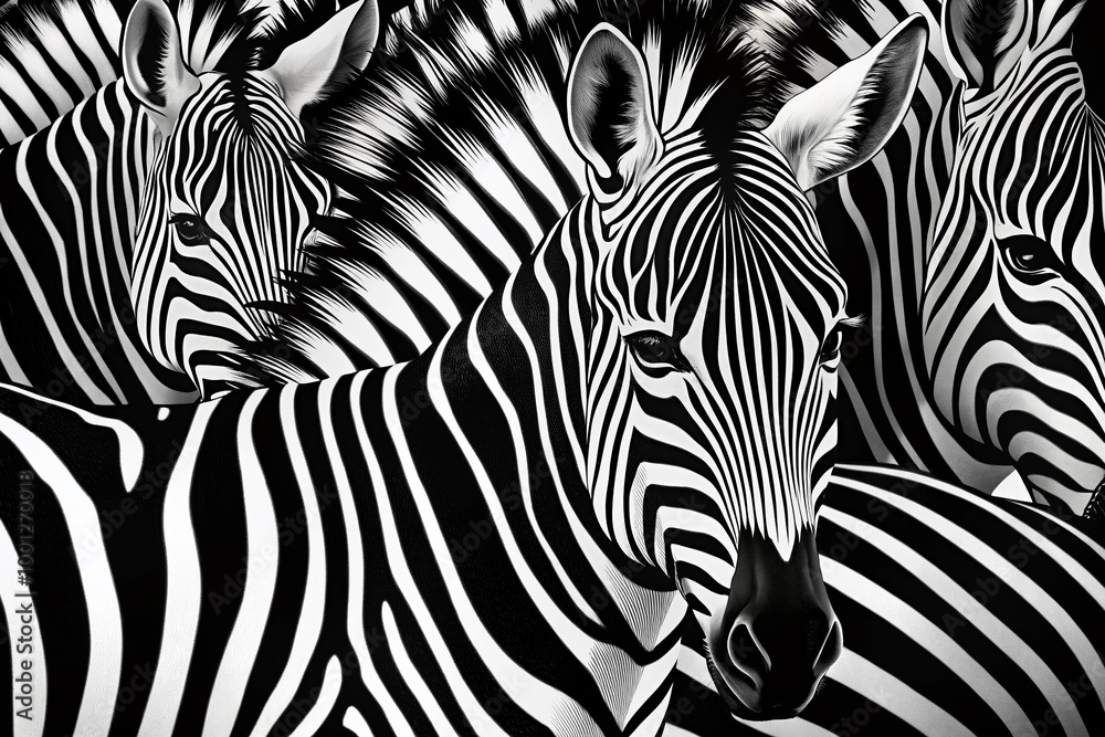 Poster vibrant black and white zebra stripes create a dynamic and eye-catching background, perfect for addi