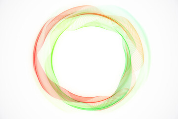 Colorful abstract circular wave design on white background. 3D Rendering