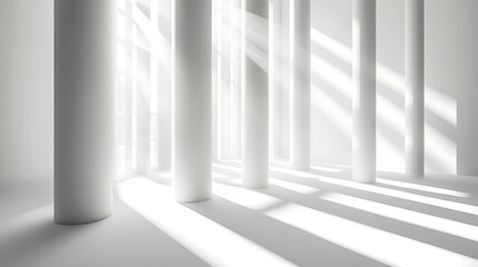 Fototapeta premium Abstract image of white columns with light streaming through windows.