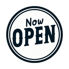 now open vintage retro circle label emblem badge vector illustration template design