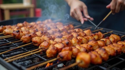 Naklejka premium shish kebab on the grill